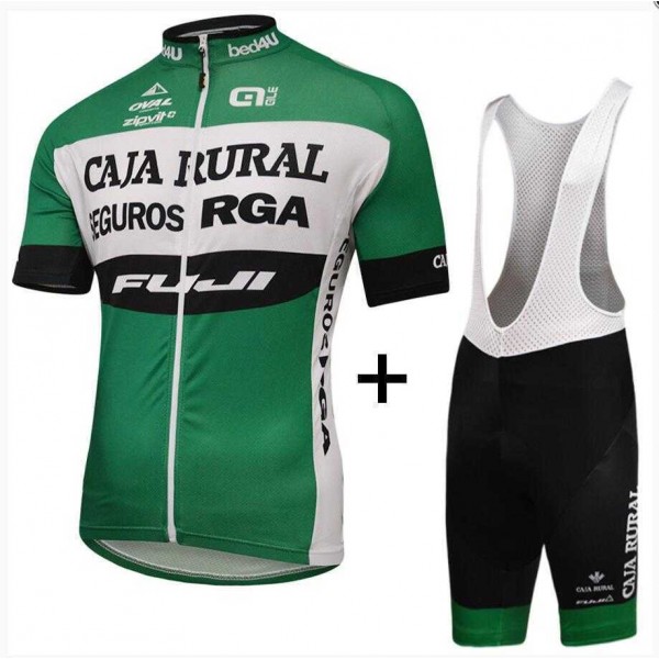 2016 Caja Rural Fietskleding Set Fietsshirt Met Korte Mouwen+Korte Koersbroek
