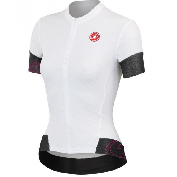 2016 Castelli Vrouwen Fortuna Wielershirt Korte Mouw Wit Zwart