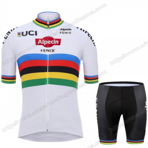 Alpecin Fenix 2020 Wit Fietskleding Set Fietsshirt Met Korte Mouwen+Korte Koersbroek Bib KLMKZ