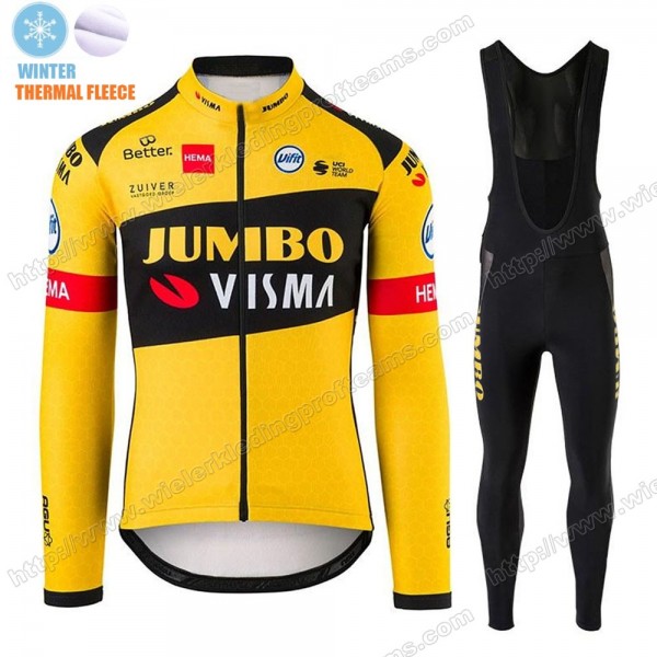 Winter Thermal Fleece Jumbo Visma 2020 Pro Team Wielershirts Lange Mouw NRVMM