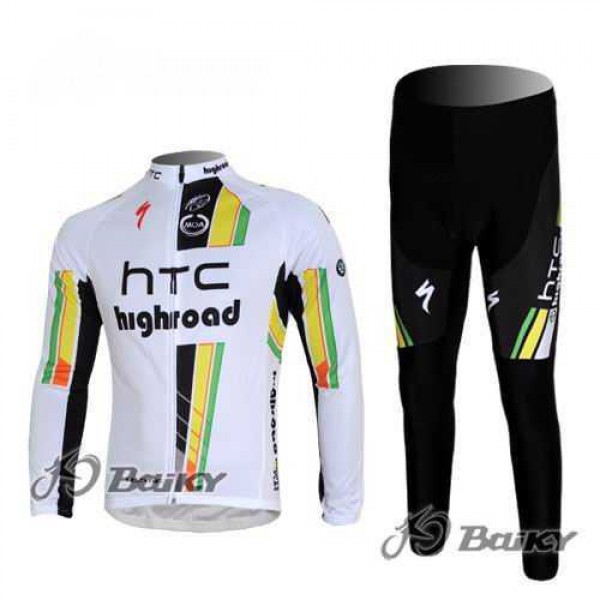 HTC-Highroad Pro Team Fietskleding Wielershirts Lange Mouw+Lange Fietsbroeken Wit Groen