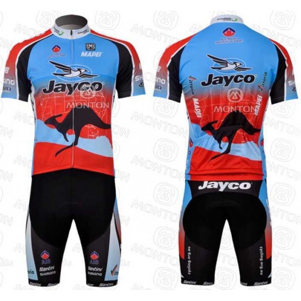 JAYCO Pro Team Wielerkleding Set Wielershirts Korte+Korte Fietsbroeken Blauw Rood