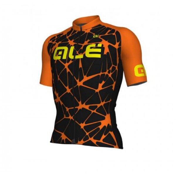 ALE SOLID Cracle Orange Wielershirt Korte Mouw