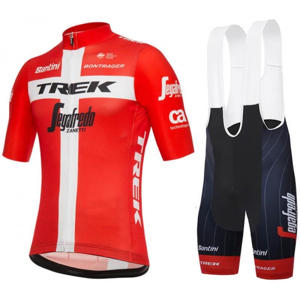 Trek-Segafredo Danish Champion 2018 Fietskleding Set Wielershirt Korte Mouw+Korte Fietsbroeken Bib