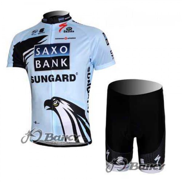 Saxo Bank Sungard Pro Team Fietskleding Wielershirts Korte+Korte Fietsbroeken Wit